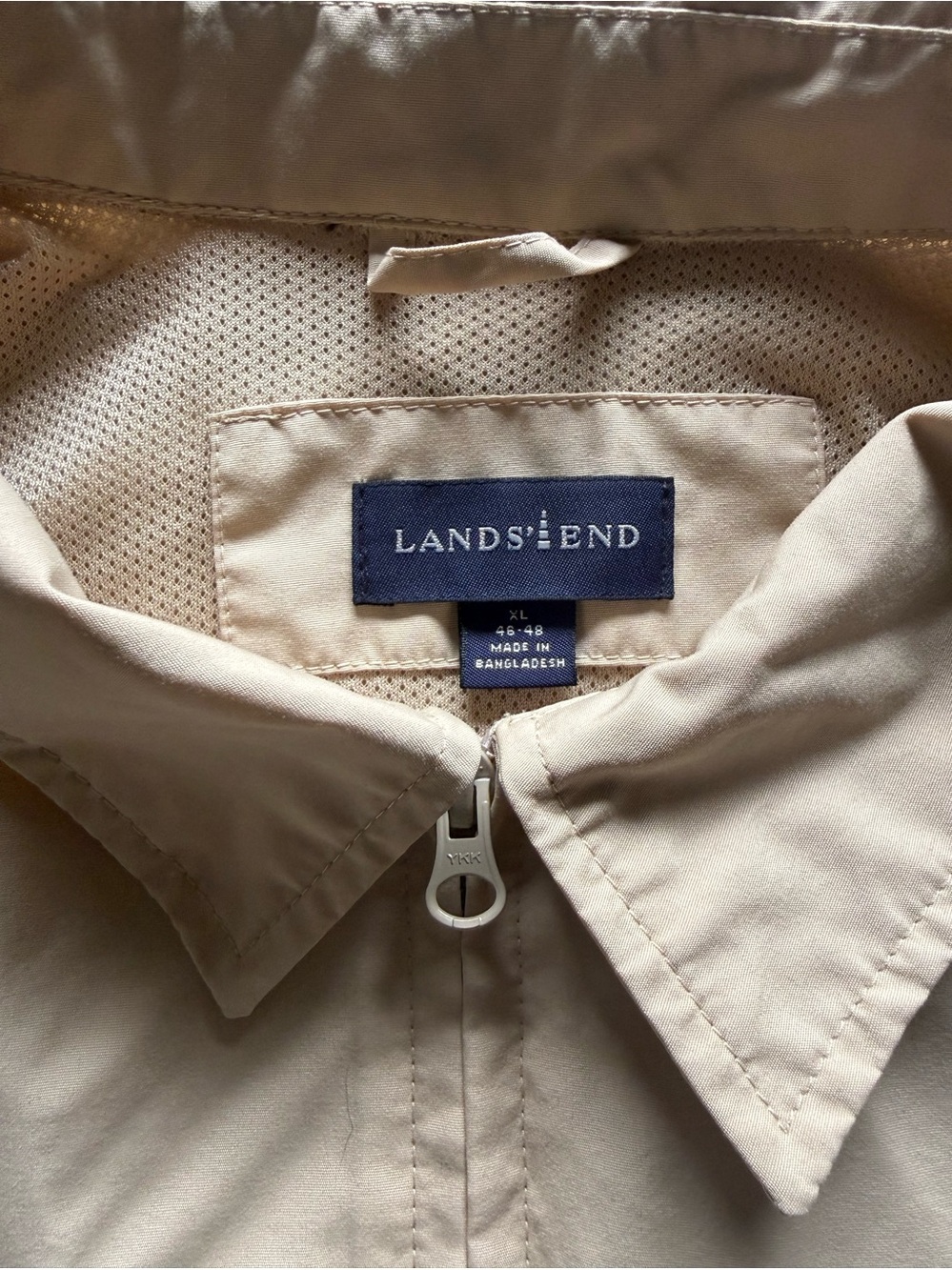 Land's End Cream Zip-Front Jacket with Small Embroidered Logo - Size XL - Picture 3 of 5